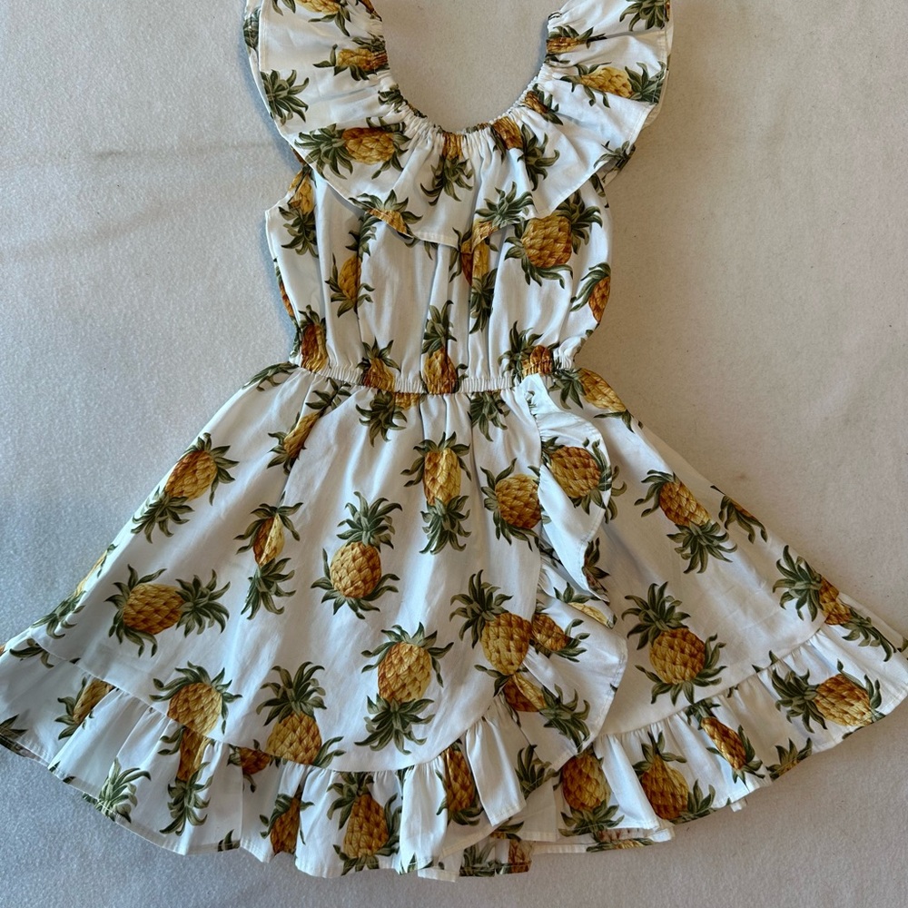 Tropical Pineapple Print Kids Dress